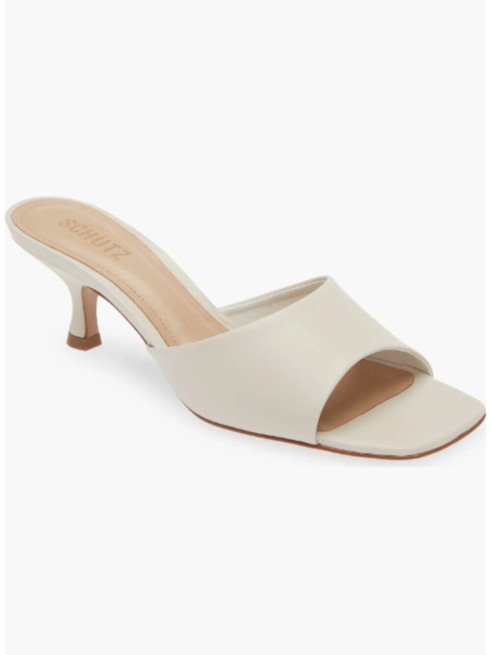Schutz Dethalia Kitten Heel Slide Sandal in Pearl SZ 7.5